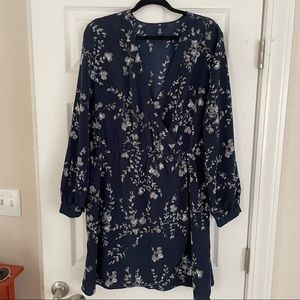 Navy floral wrap dress